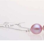 Real Freshwater Purple Pearl Long Earrings M01378