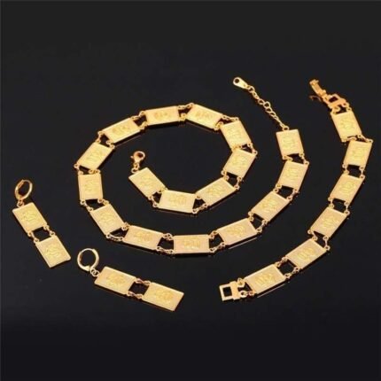 Real Platinum Plated Allah 61 Gram Luxury Jewellery Set M01467