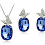 Rhodium Plated Austrian Element Crystal Butterfly Blue Pretty Jewlery Set M00613