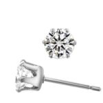 Rhodium Plated Round Cubic Zircon Stud Earrings M01276
