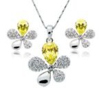 Rhodium Plated Swarovski Elements Yellow Jewelry Set M00548