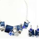 Rhoduim Plated Alloy Nickle Free Enamel Blue Jewelry Set M00383