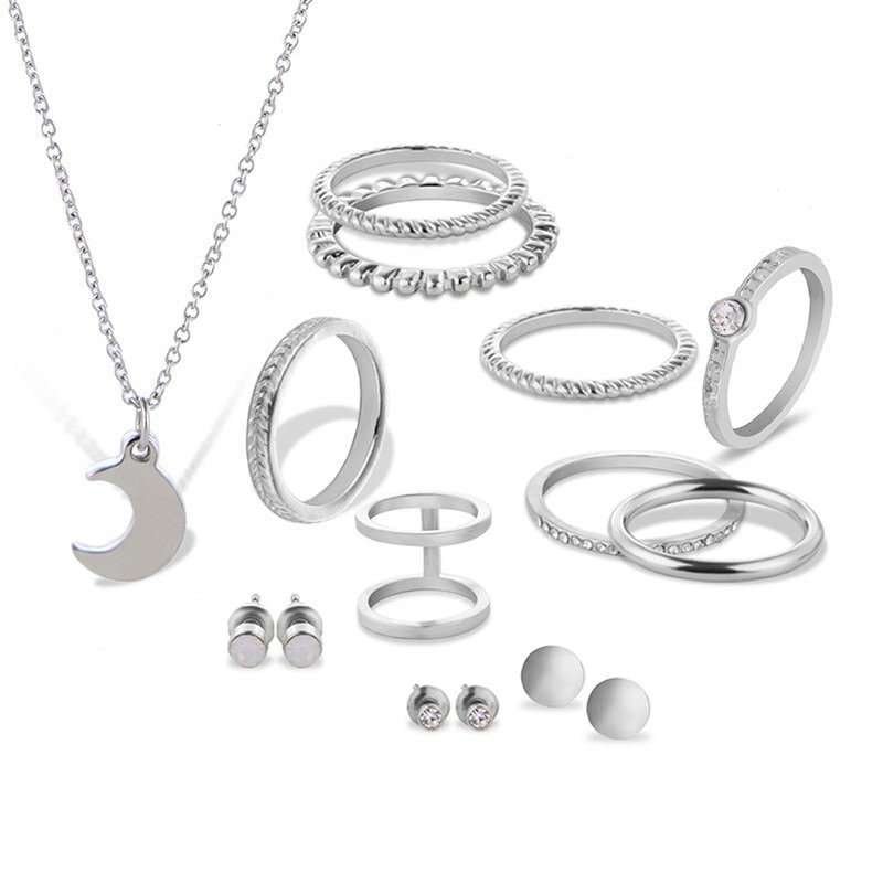 Silver Plated Crystal Jewelry Set M02040 1 Silver Plated Crystal Jewelry Set M02040