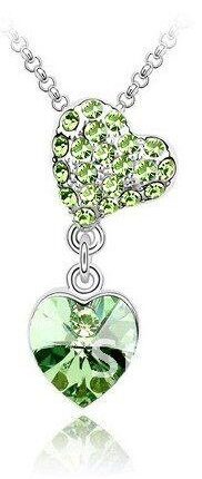 Swarovski Crystal Necklace Heart and Heart Green Color M00170