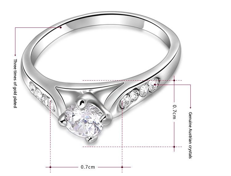 White Gold Plated Austrian Crystals Ring M00861
