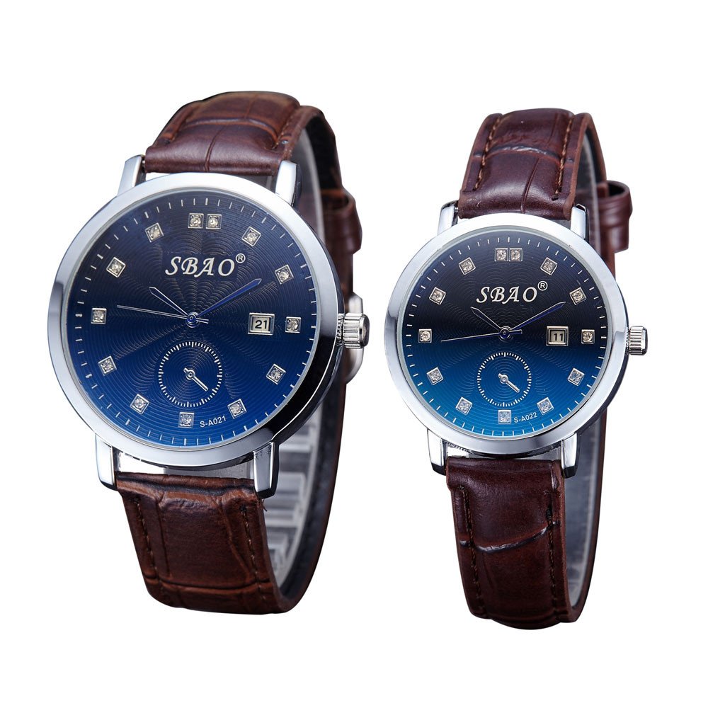 SBAO Original Couple Leather Blue Watch M01832 1 SBAO Original Couple Leather Blue Watch M01832