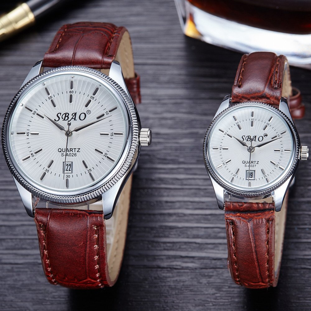SBAO Original Couple Leather Brown Watch M01834 1 SBAO Original Couple Leather Brown Watch M01834