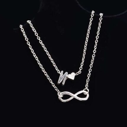 Vintage Silver Letter Heart Infinity Anklet M02266