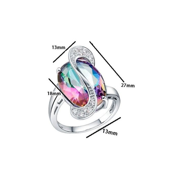 925 Sterling Silver Austrian Crystal Multi Color Ring M02092