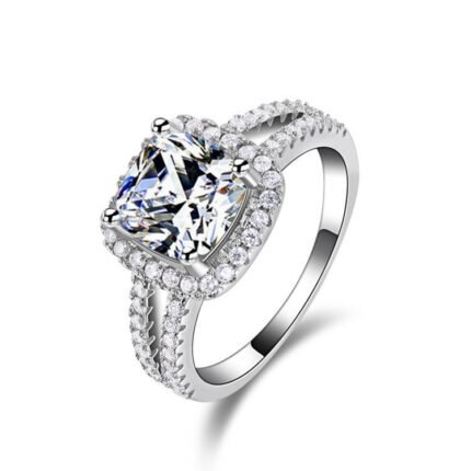 Pure 925 Sterling Silver 4 Carat CZ Diamonds Wedding Never Fade Ring M01393
