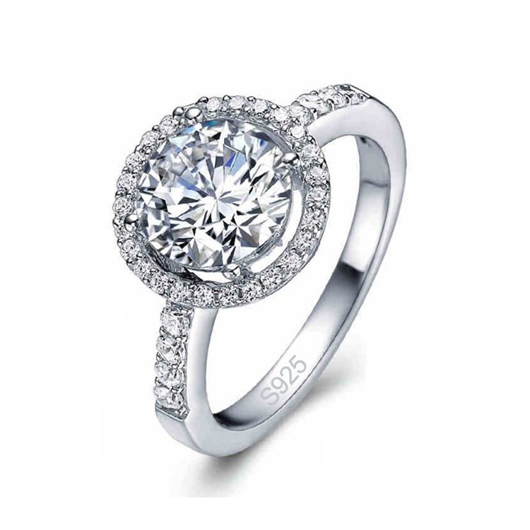 Pure 925 Sterling Silver 4 Carat CZ Diamonds Wedding Never Fade Ring M01395