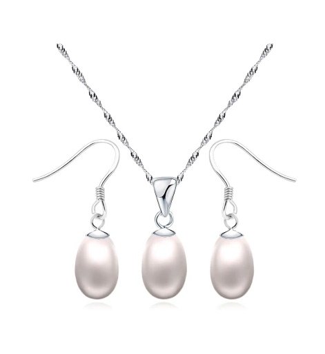 Pure 925 Sterling Silver Freashwater Pearl Jewellery Set M01435 1 Pure 925 Sterling Silver Freashwater Pearl Jewellery Set M01435