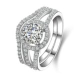 Pure 925 Sterling Silver Pair CZ Diamonds Wedding Never Fade Ring M01391