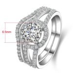 Pure 925 Sterling Silver Pair CZ Diamonds Wedding Never Fade Ring M01399