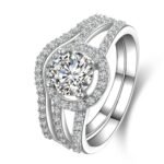 Pure 925 Sterling Silver Pair CZ Diamonds Wedding Never Fade Ring M01399