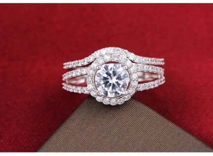 Pure 925 Sterling Silver Pair CZ Diamonds Wedding Never Fade Ring M01399