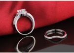 Pure 925 Sterling Silver Pair CZ Diamonds Wedding Never Fade Ring M01399