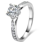 Pure 925 Sterling Silver Wedding Crystal Never Fade Ring M01369