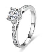 Pure 925 Sterling Silver Wedding Crystal Never Fade Ring M01369