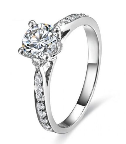 Pure 925 Sterling Silver Wedding Crystal Never Fade Ring M01369